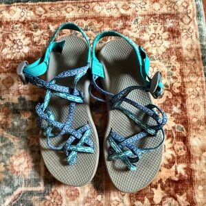 Chaco Teal and Gray Strappy Sandals